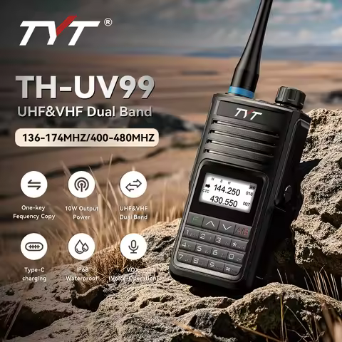 TYT TH-UV99 Walkie Talkie TH UV99 Waterproof 10W Transceiver VHF UHF Dual Band Ham Two Way Radio