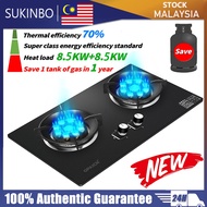 SUKINBO 8.5KW Gas Stove Double Burner Gas Stove  Build-in / Tabletop Tempered Glass Embedded Liquefi