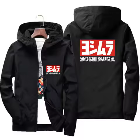Mens Summer Spring Yoshimura Japan Pilot Windbreaker Zipper Thin Slim Fit Hooded Bomber Jacket Coat 