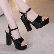 Sandalsd with Gold Trim Straps, 9 Inch High Rough Sole, Lightweight and Comfortable, Women's High So