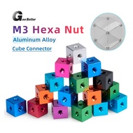 M3 Cube Connector Aluminium Fixing Bracket 10mm Square Spacer Standoff Tee 6 way  Threaded Aluminium
