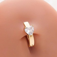 1pc Funky Stainless Steel Cubic Zirconia Heart Decor Navel Belly Ring For Women For Body Decoration 