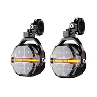 Future Eyes Interspace X100 Motorcycle LED Fog Light With Amber DRL Pair