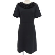 Excellent condition ▲ FENDI FD9803 Mink Trim Heart Design Short-Sleeve Dress Black Size 42 Made in I