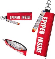 1 Pack Epipen Carrying Case, EpiPen Case with EpiPen Keychain and 1 Piece Widgets, Epipen Bag Red, P