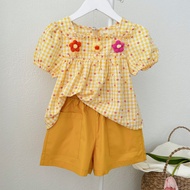 Very pretty yellow outing outfit for girls