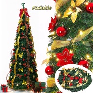 New Foldable Christmas Tree With Lights 5/6/7FT Pop Up Slim Christmas Tree Space-saving for New Year