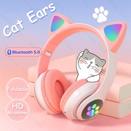 STN-28 Foldable LED Cat Ear Bluetooth Headphone With Mic HiFi Stereo Wireless Headphone Gaming Heads