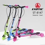 Skuter Goyang Lipat Anak Exotic ST8147 Otopet Beban Maks 50kg Shake Light PU Wheel Y Shape Foldable Swing Scooter