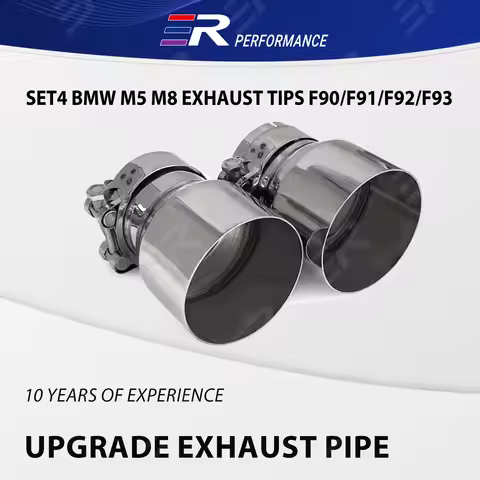 4pcs ER 304 Stainless Steel Exhaust tips for BMW M5 M8 EXHAUST TIPS F90/F91/F92/F93 Upgrade muffler 