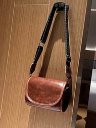 1 Pieza Bolso De Hombro Cuadrado Simple Estilo Coreano Para Niñas Con Correa Ancha, Bolso Bandolera De Moda