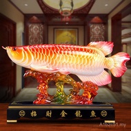 Hiasan ikan arwana emas gaya Cina, dekorasi ruang tamu, kraf gelas air, perabot kreatif, hadiah pemb