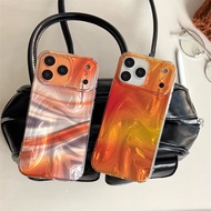 Phone Case Orange Gradient Satin Texture For IP 17 Pro IP 16 Pro Max Phone Case 15 Pro Trendy