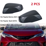 Toyota Sienna 2021 2022 Car ABS Carbon Fiber Side Mirror Cover Trim Sticker for Rav4 2019+ Rearview mirror Accessories