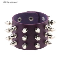 Leather Studded Bracelet Punk Spike Rivets Cuff Wristband Retro Ro Rivet Wristband Wrap Adjustable S