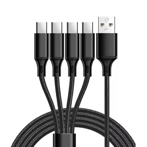 USB Type C Fast Charging 4 in 1 MultiUSB C Splitter Cable NylonBraided Charging Cord with 4 Type C C