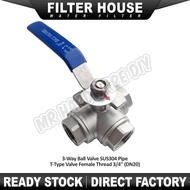 3 Way Ball Valve Stainless Steel (Three Way Ball Valve) DN20 3/4 inch T-Type 3/4"
