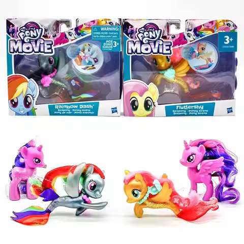 Hasbro My Little Pony Rainbow Dash Fluttershy Cute Shimmer Seapony Figurine Twilight Sparkle Kids Gi