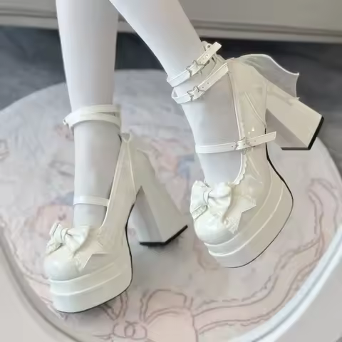 Womens Mary Jane Heels Black Platform Chunky Heels Goth Platform Shoes Chunky High Heel Mary Jane Go