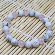 Rose Quarts and Howlite 8mm Natural Stone Natural Stone Bracelet (SW-1131B)