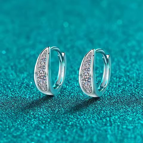 0.256ct Full D Color Moisanite Earrings Platinum Pt950 Lab Diamond Sparking Hoop Earrings Wedding Pa