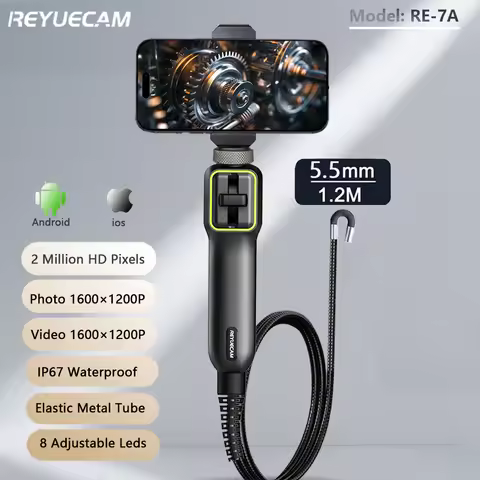 REYUECAM 2.0MP 5.5mm Lens Two-way 210°Articulating Endoscope Camera for Android Ios Tablet Endoscope