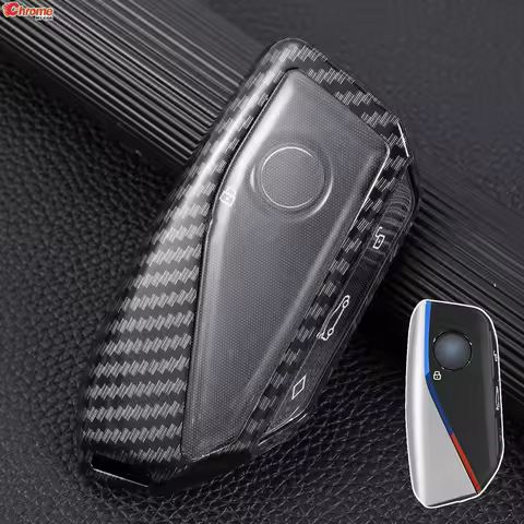 For BMW IX I5 I7 XM X1 X2 X5 X6 X7 2 3 5 7 Series Carbon Fiber Remote Car Key Fob Case Cover Shell 7