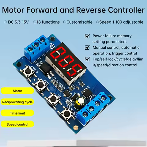 DC 3.3-15V 50W Motor Forward And Reverse Controller Automatic Cycle Timing Delay Signal Trigger Brus