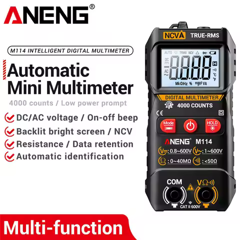 Digital Multimeter ANENG M114 4000 counts AC voltage Tester Smart Current Meter Auto NCV Resistance 