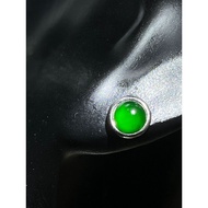 #J627 100% Natural Icy Jade Jadeite Silver Earrings H6.5m