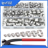 131 PCS Single Ear Hose Clamps Stainless Steel PEX Clamps for Pipe Fittings Compression Ring Clamps