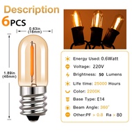 Genixgreen 6 Packs E12 E14 LED Bulb Retro LED Filament Light Bulb 220V Energy Saving Filament Bulb D