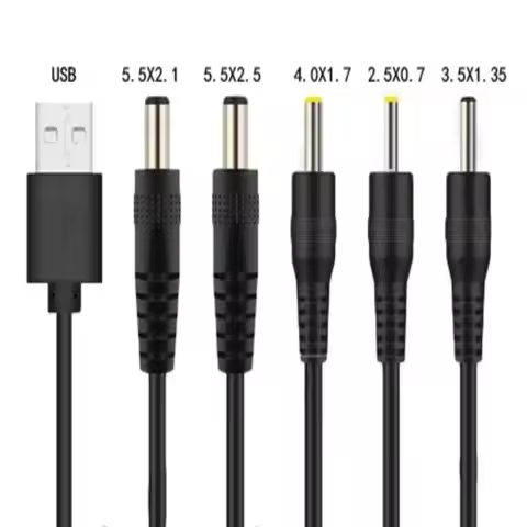 1m 5V 2A USB to DC Power Cable Cord 3.5x1.35mm 5.5x2.1mm 4.0x1.7mm 48x1.7mm Plug DC Port Charging Ca