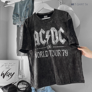 🔥ส่งเร็ว🔥 เสื้อวินเทจ เสื้อยุค90 เสื้อฟอก ลาย ACDC