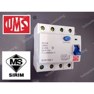 UMS  RCCB ELCB 40A 63A 100A 4POLE 3PHASE 300MA