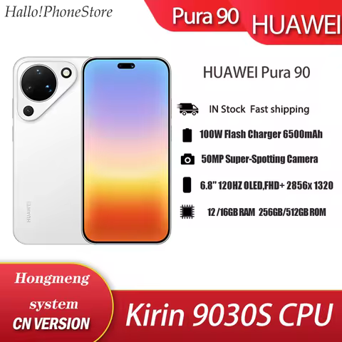 HUAWEI Pura90 Kirin 9030S CPU 6.8 120HZ OLED IP69 50MP OIS Cameras NFC OTA 100W Fast Charge 6500mAh 