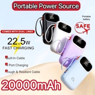 Power Bank  20000mAh PD 22.5W 20W Fast Charging Powerbank Dual-Cable Portable Charger