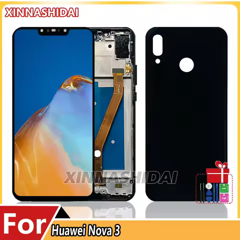 6.3'' For HUAWEI Nova 3 PAR-LX1 PAR-LX9 PAR-AL00 LCD Display Touch Screen Frame Battery Cover Housin