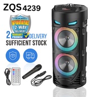 Zqs4239 Bluetooth Speaker Outdoor Portable Audio Wireless Speaker Wired Mic Karaoke KTV Speaker
