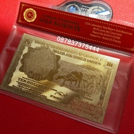 Souvenir goldfoil gambar uang 10 dollar malaya and british borneo