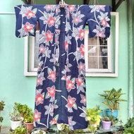 Kimono Yukata Blue Japanese Vintage