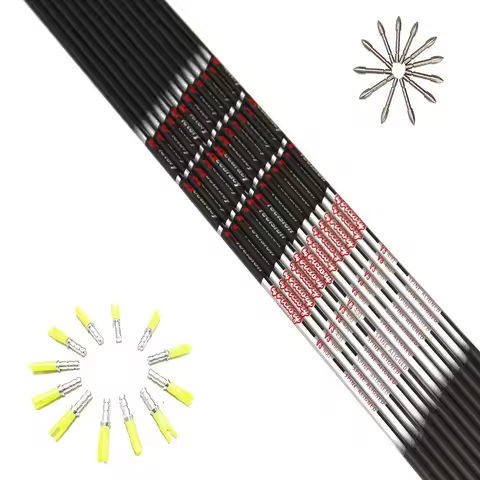 12pcs Carbon Arrow Shafts Spine350 400 500 600 700 800 900 ID4.2mm Target Point Pin Nock For DIY Com