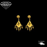 SMS DEEN Dangling Earrings (Screw Type), ±3.8GM - Gold 916 Emas - Subang (Info: ±3.5x1.5CM - 3.85GM)