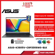 ASUS-K3605V-CRP2006WS-BLK-INTELCOREI5-13420H,8GBR4,512GBSSD,RTX30504GVR6,16"WUXGA,W1164,2YRS,H&S