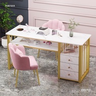 Manicure Table Manicure Shop Rectangular Makeup Table Manicure Chair Double Layer ins Houndstooth Sm