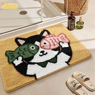 SEEO Bathroom Rug, Panda Cat Peacock Soft Comfort Plush Rug,  Rubber Backing Anti-Slip Durable Quick