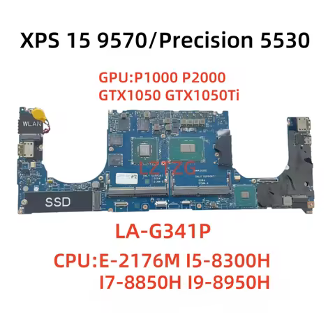 LA-G341P For Dell XPS 15 9570 Precision 5530 Laptop Motherboard E-2176M I5 I7 I9-8th CPU GTX1050/105