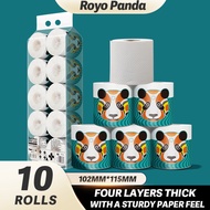 【10Gulung】Royo PandaWater Soluble Toilet Paper Gulungan Tissue Soft Deluxe Tissue Bathroom Pulp Tiss