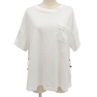 MONCLER 100%純棉短袖T卹，成色極佳，飾有刺繡logo，抽繩設計，胸前口袋。白色，XS碼。正品。女款。