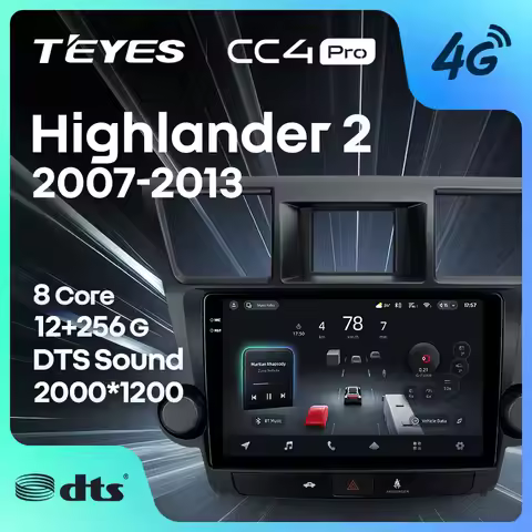 TEYES CC4 PRO for Toyota Highlander 2 XU40 2007–2013, CarPlay Android Auto 2DIN Car Radio, Multimedi